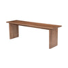 Three-quarter perspective view showcasing the clean architectural lines and warm wood tones of the solid wood bench