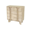 Alternate three-quarter view showcasing the soft pill-shaped paneling and uniform light wood grain texture