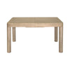 Straight-on front view highlighting the decorative ribbed texture on the solid cylindrical legs of the wood dining table