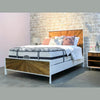 Wide-angle lifestyle shot featuring the Casablanca nightstand alongside the matching chevron-patterned wood bed