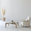 Product shot of the Cosimo coffee table including dimensional markers for width, depth, and standard height