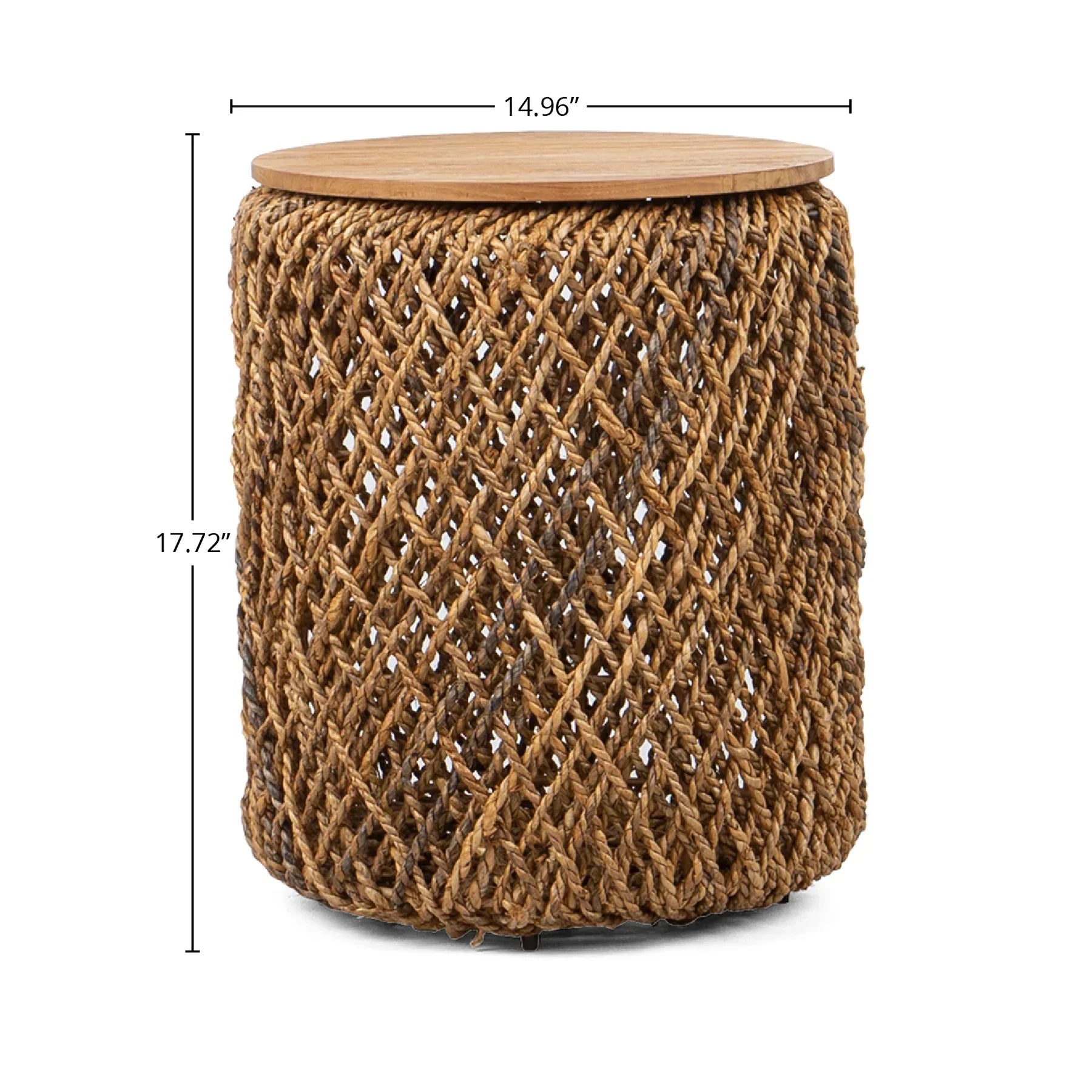 D-Bodhi Knut woven rope drum side table with natural wood lid