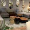 Lifestyle view of D-Bodhi Wave tables used as a nesting coffee table set