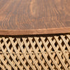 Detailed view of the reclaimed wood grain on the D-Bodhi Wave table top