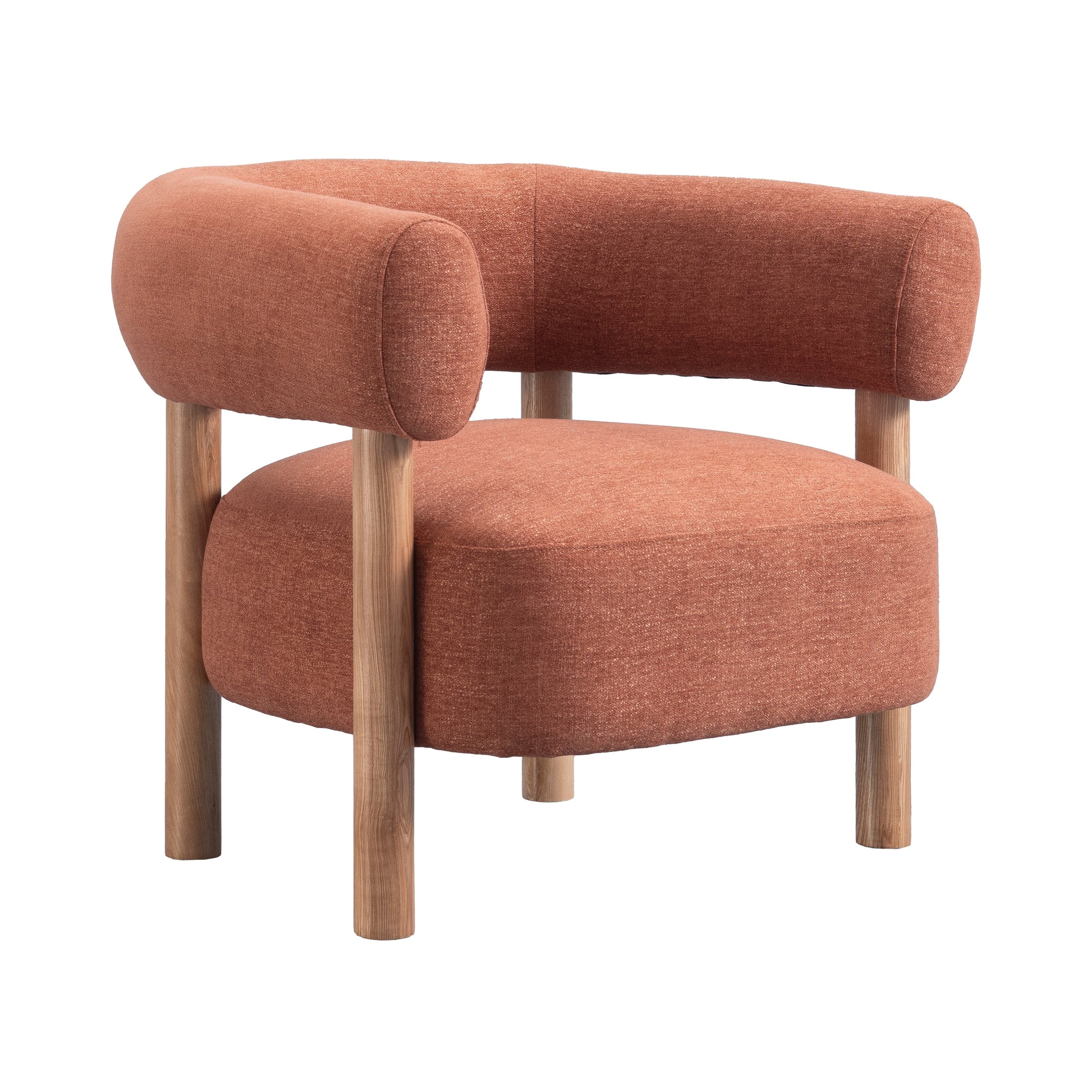 Dagny Accent Chair – Warm Textured Fabric & Natural Wood Frame