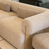 Angled view of Dahlia 3 Seater Fabric Sofa with modern Scandinavian design