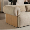Armrest detail of Dahlia 3 Seater Fabric Sofa with wood accent