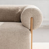 Side detail of Dahlia 3 Seater Fabric Sofa with rounded arm and wood support
