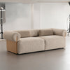 Studio angled view of Dahlia 3 Seater Fabric Sofa in beige fabric
