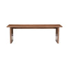 Front view of the Dallas dining bench in a rich walnut wood finish featuring a minimalist rectangular seat and thick slab legs