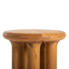 Close-up shot focusing on the smooth rounded joinery where the chunky pedestal legs meet the thick tabletop