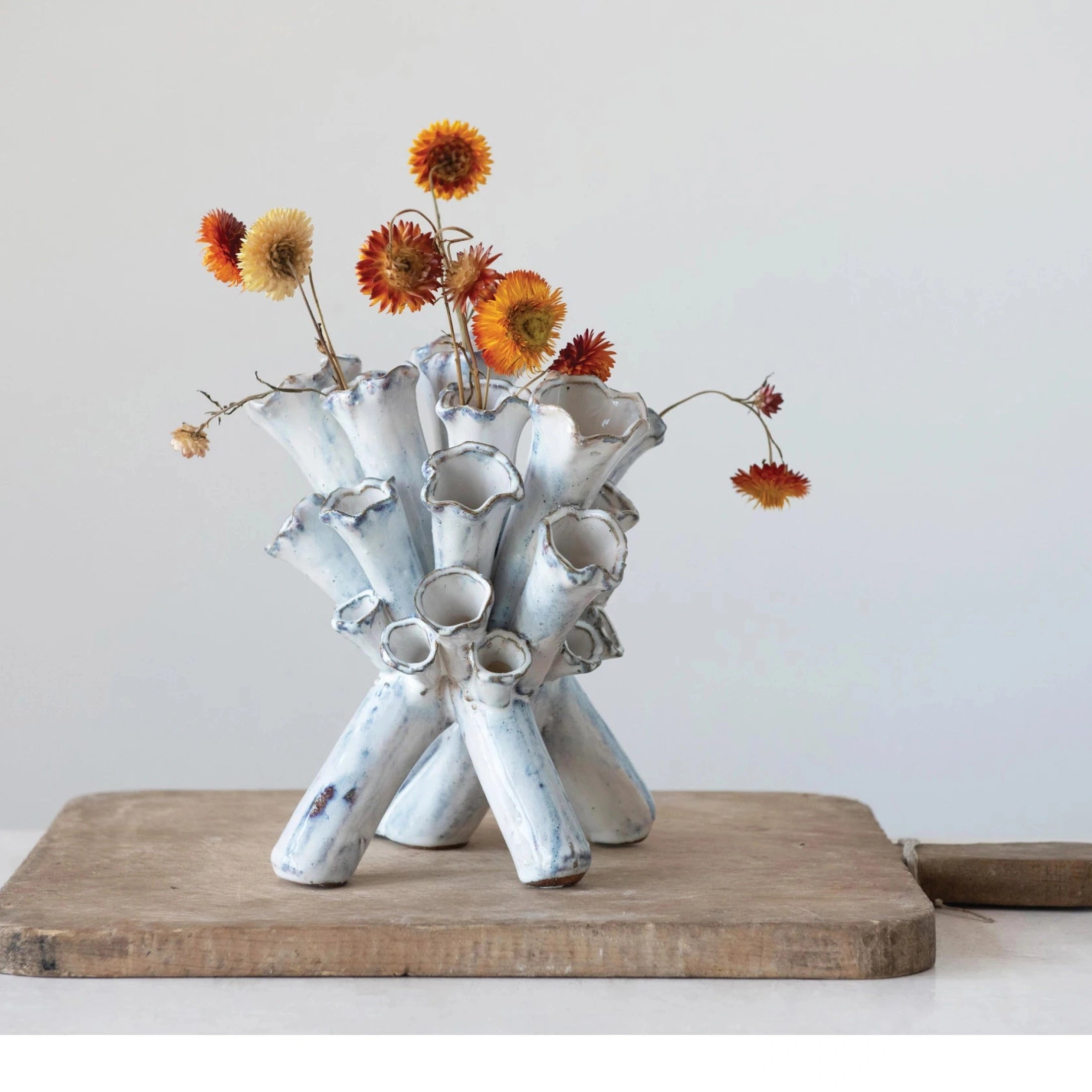 Handmade Stoneware Sculpture Vase with Glaze
