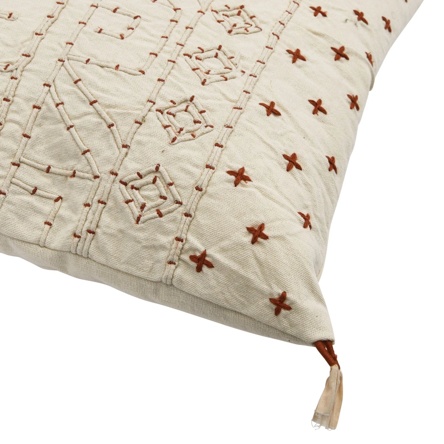 18" Embroidered Pillow with Piping & Tassels