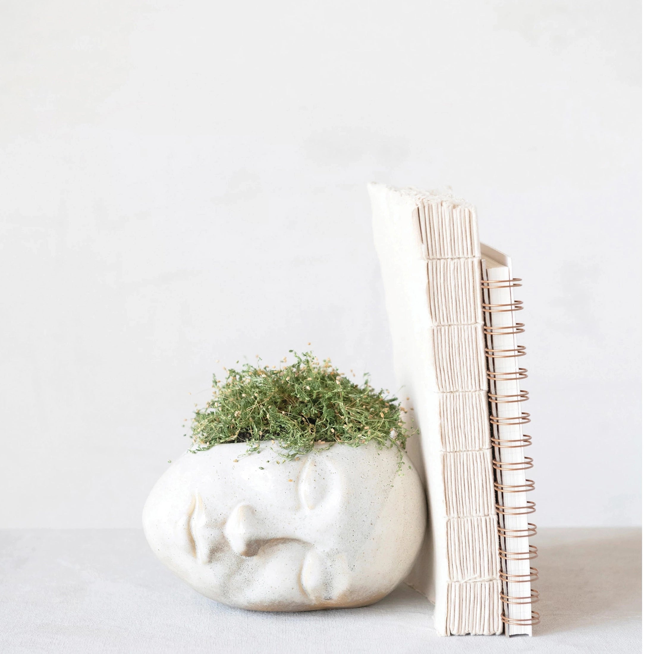 Stoneware Face Planter, Reactive Glaze