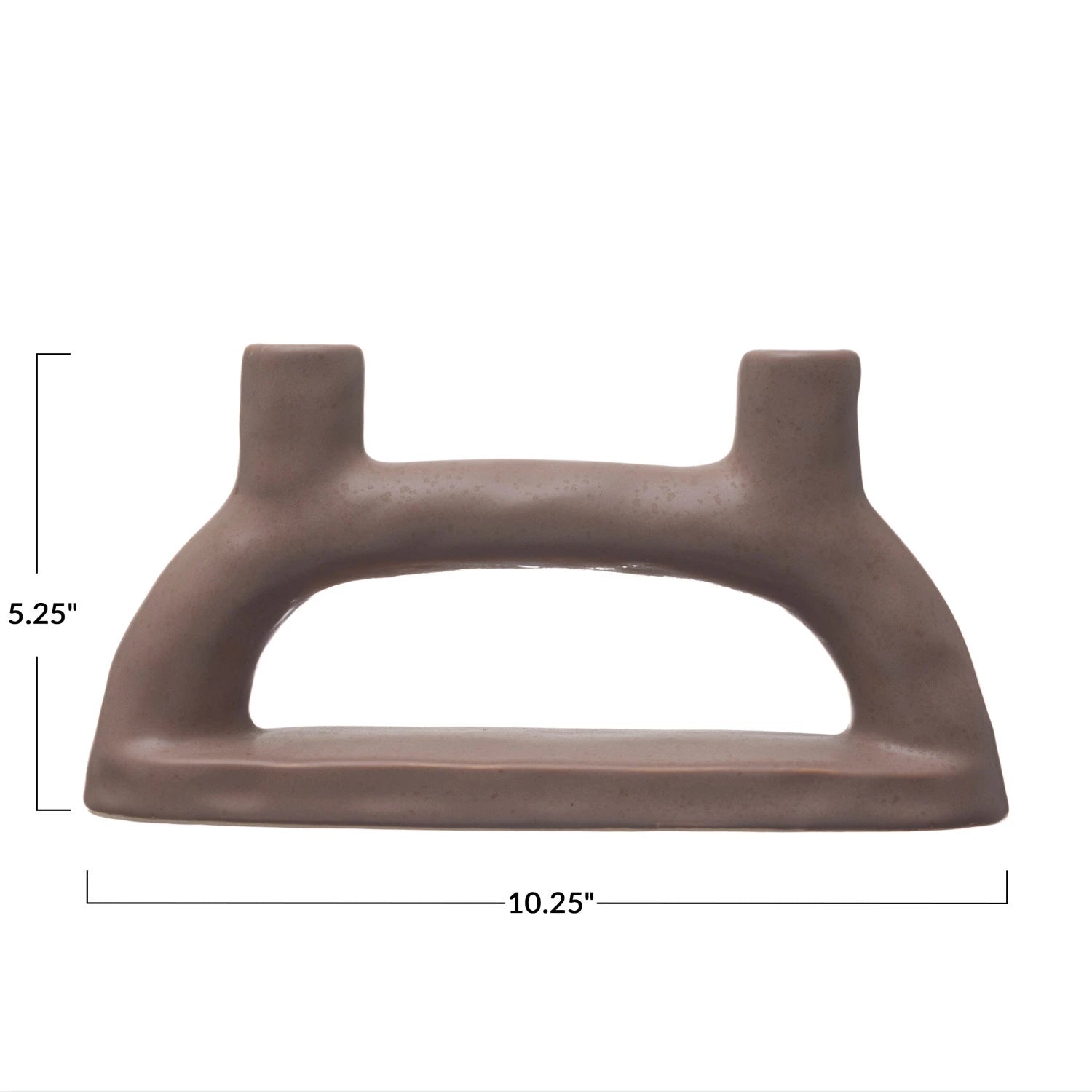 Stoneware Double Taper Holder, Matte Brown Finish