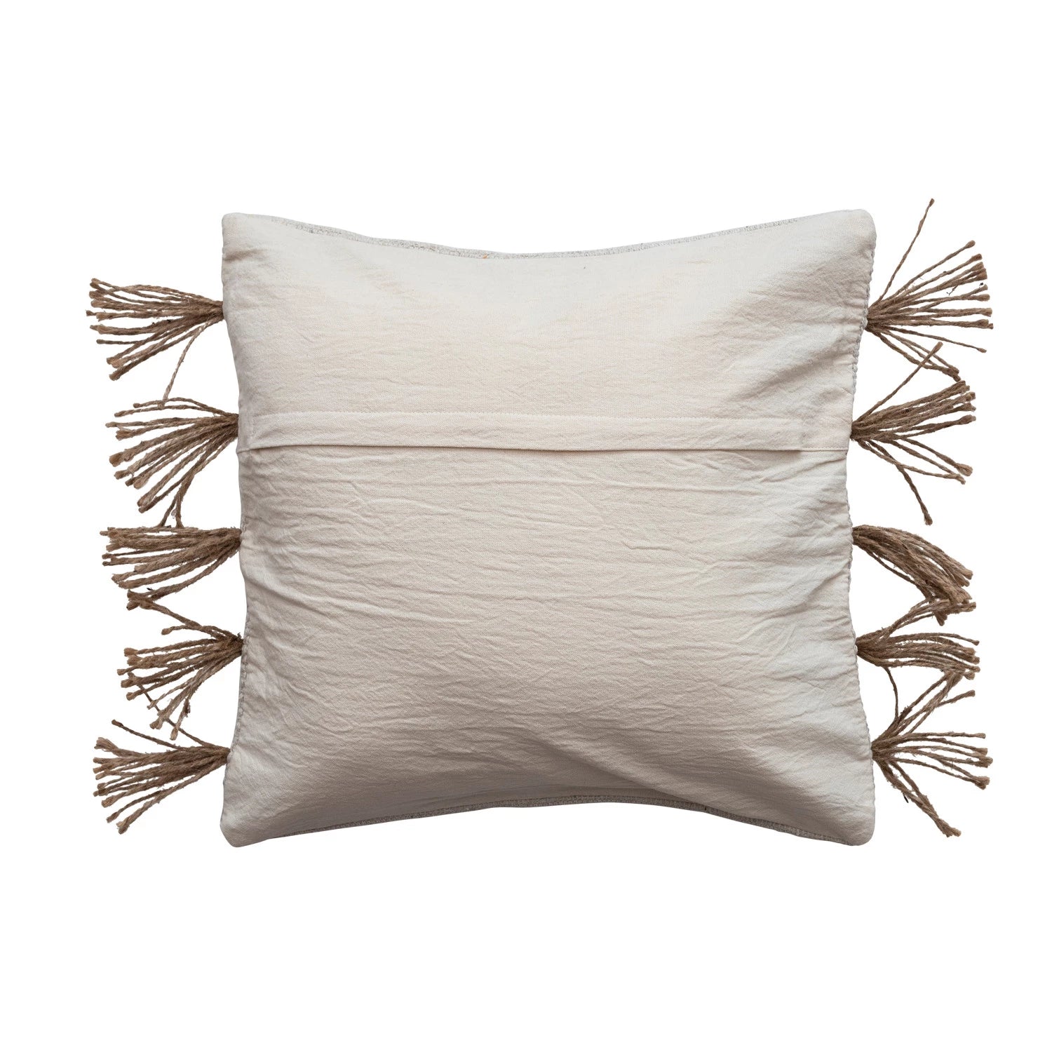 Woven Jute & Cotton Dhurrie Pillow w/ Tassels, Polyester Fill