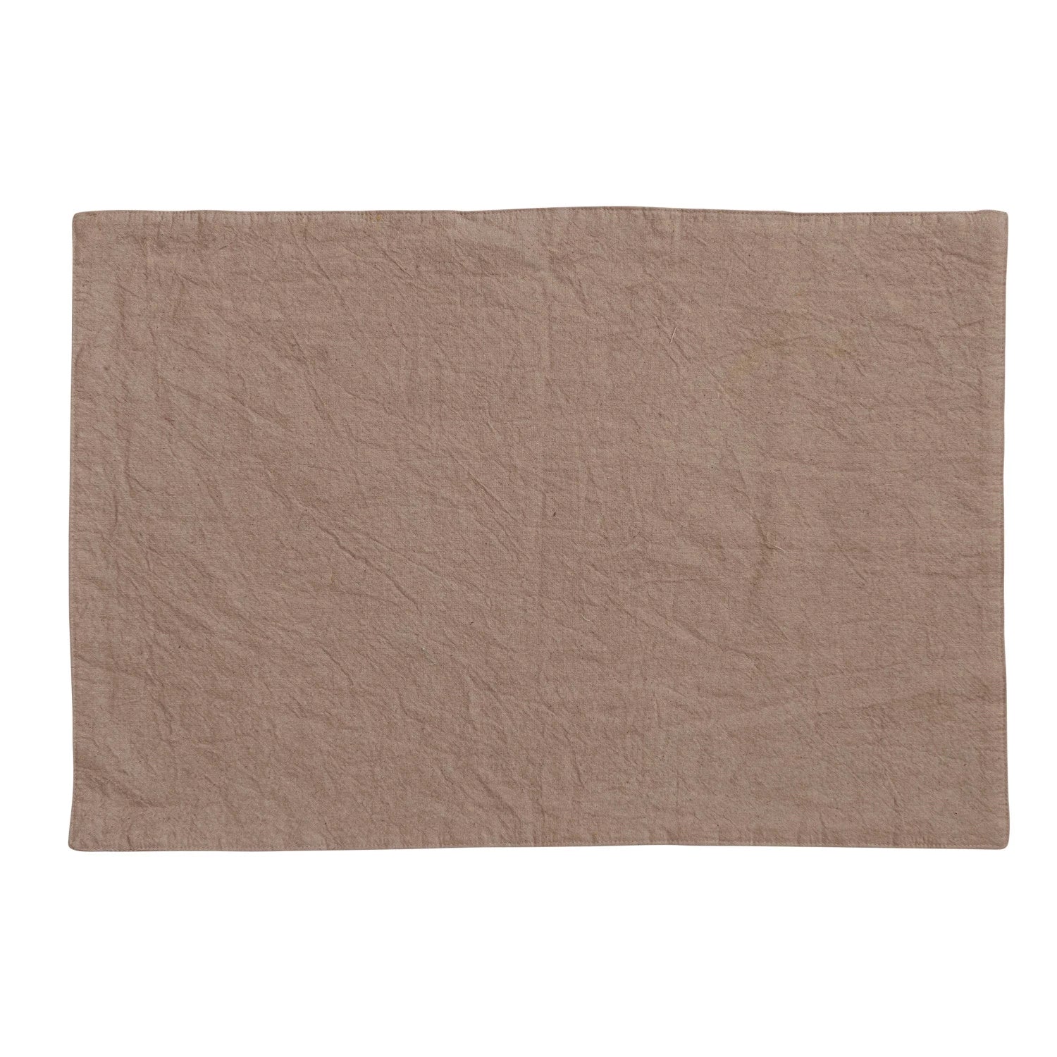 Hand-Embroidered Cotton Slub Placemat, Tan Color - Set of 2