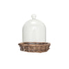 Decorative Glass Cloche w/ Woven Willow Base - Set of 2