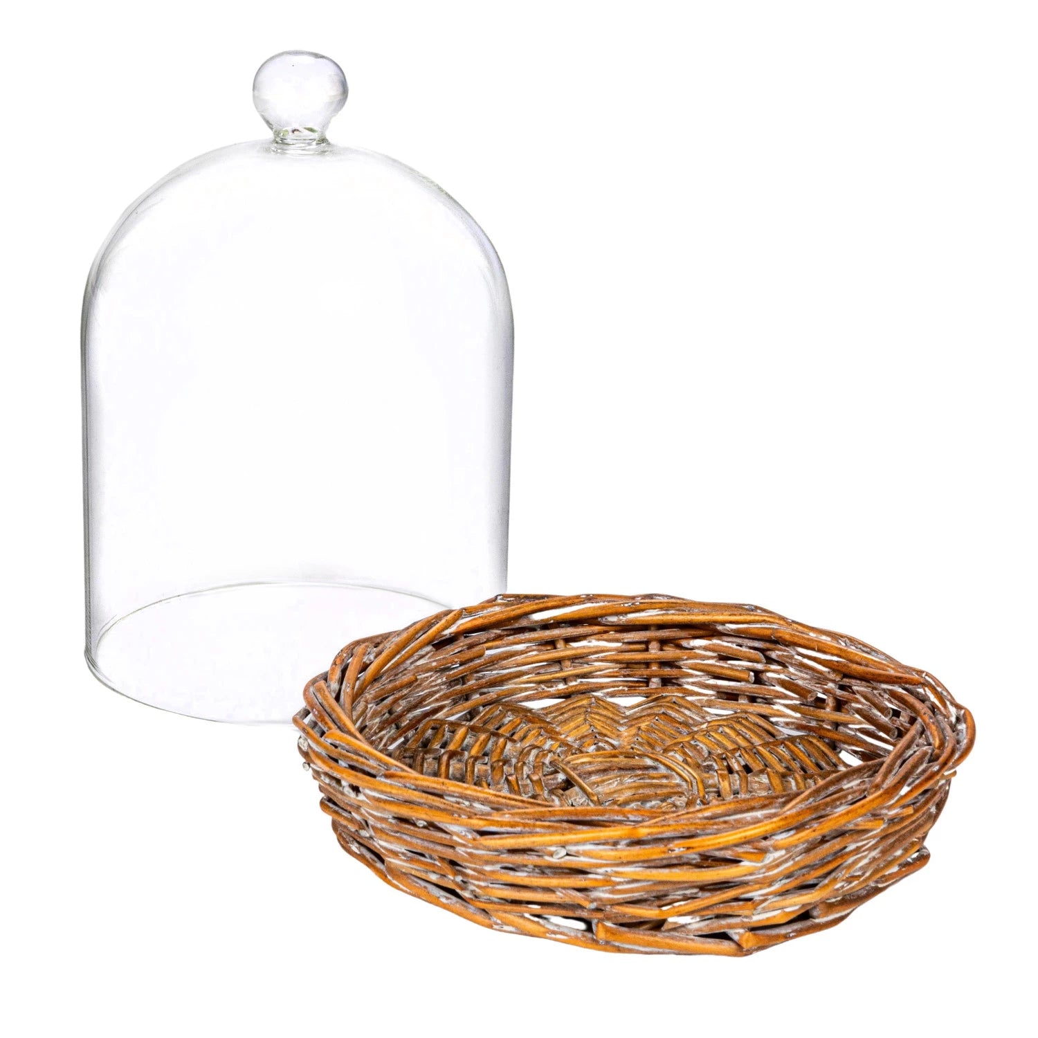 Decorative Glass Cloche w/ Woven Willow Base-thumbmail-5