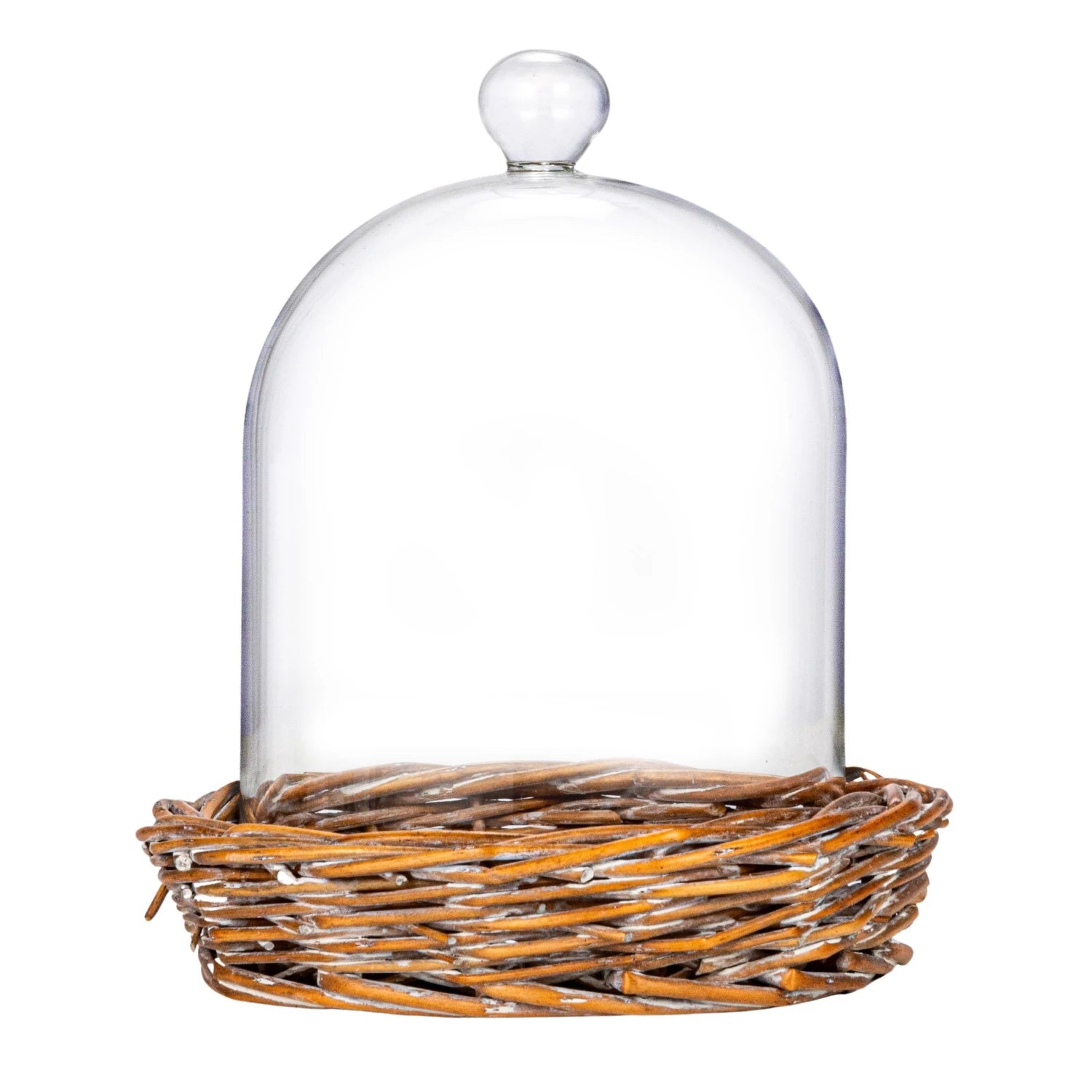 Decorative Glass Cloche w/ Woven Willow Base-thumbmail-3