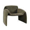 Angled view of Dolce accent chair in olive green upholstery