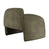 Side view of Dolce accent chair in olive green fabric