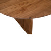 Close-up shot highlighting the seamless wood joinery and the elegant underside curve of the tabletop