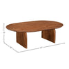 Product shot of the Domingo coffee table with dimensional markers showing length, width, and height