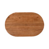 Direct overhead view showcasing the elongated oval shape and natural wood grain of the walnut-toned surface