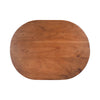 Direct overhead view focusing on the seamless oval shape and the multi-tonal natural wood grain patterns