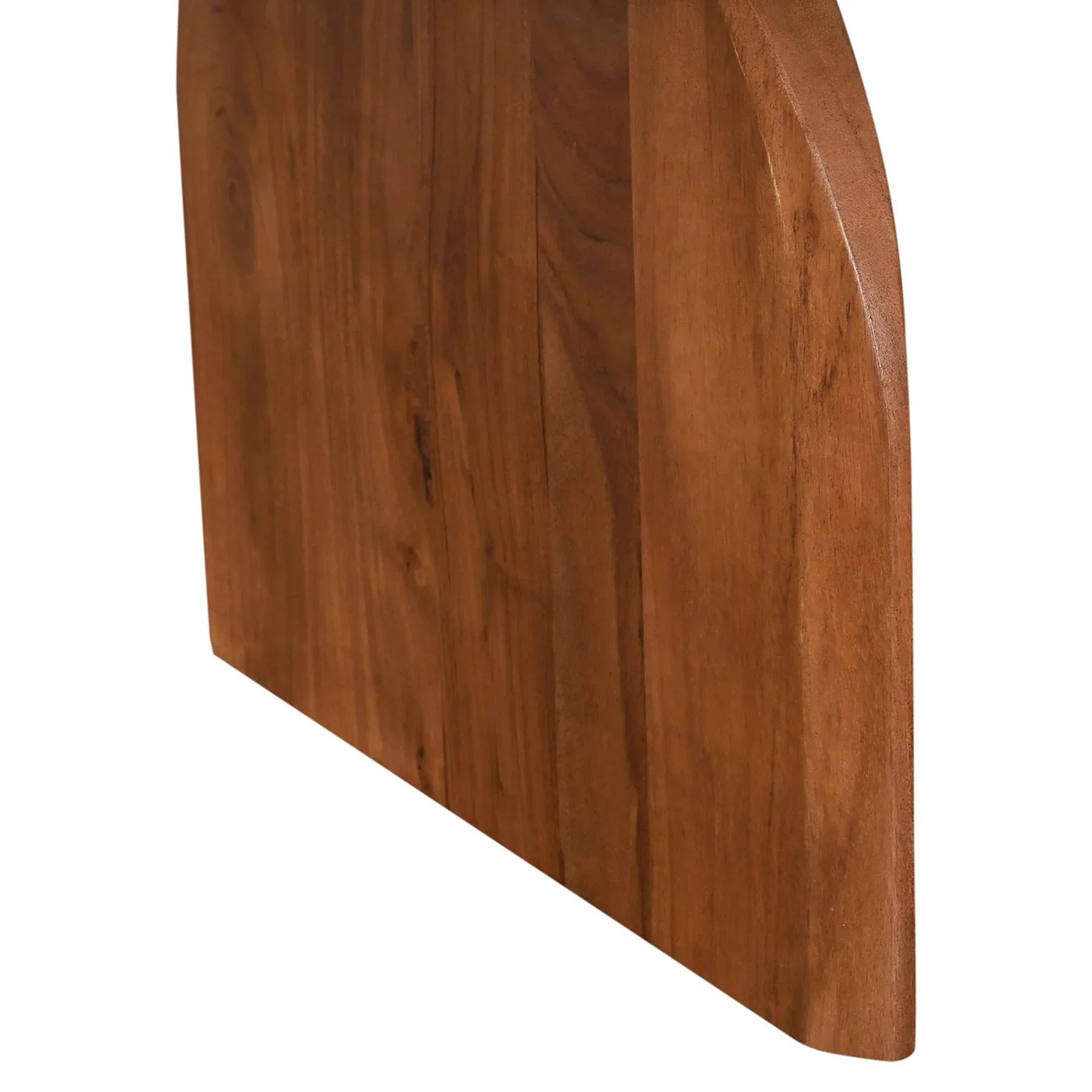 Macro view focusing on the rich texture and vertical wood grain of the sculptural slab base