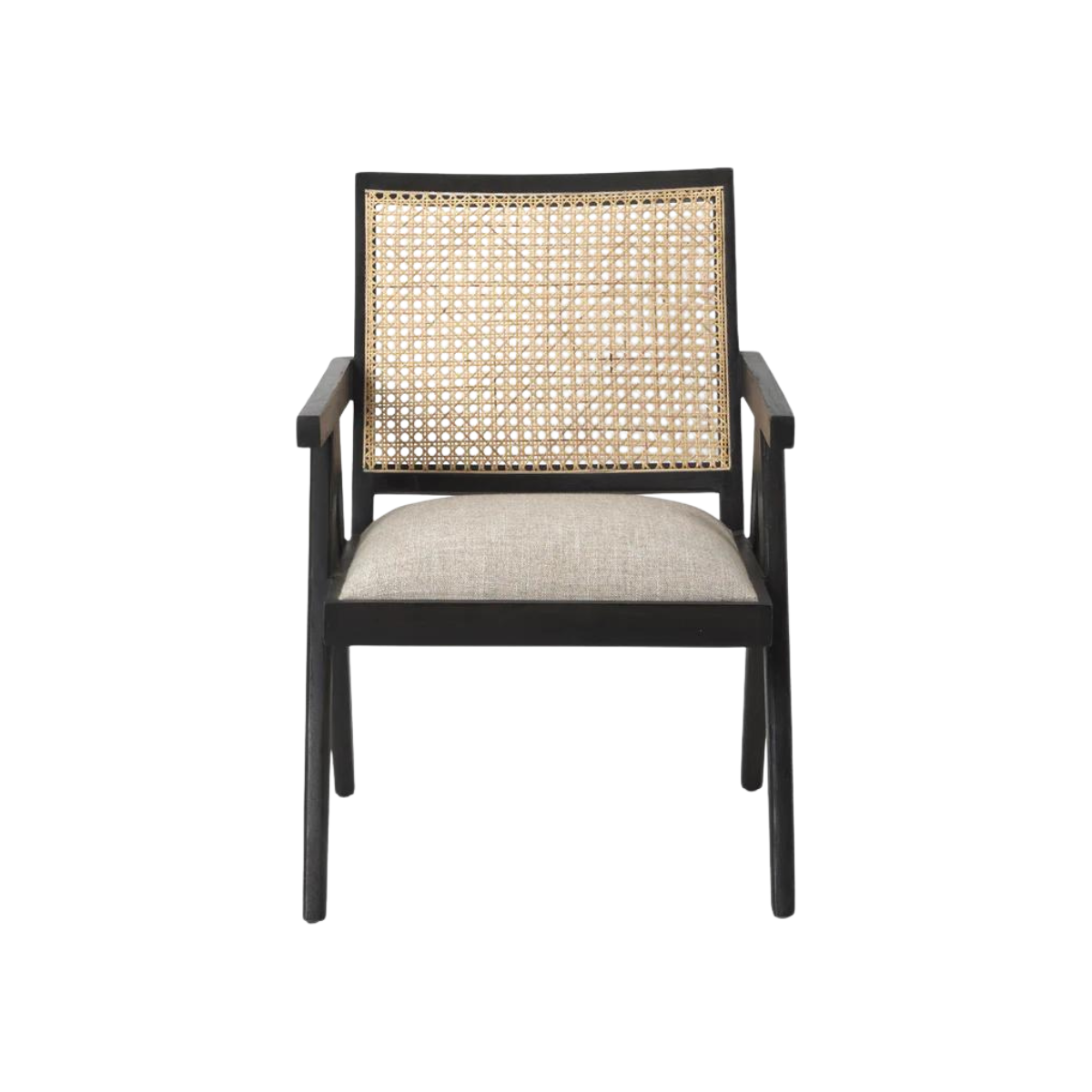 Donna black wood cane-back accent chair by Hygge Design House
