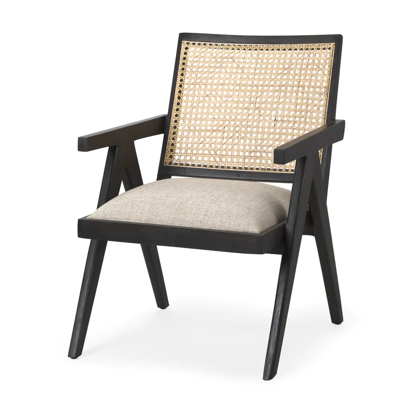Donna black wood cane-back accent chair by Hygge Design House