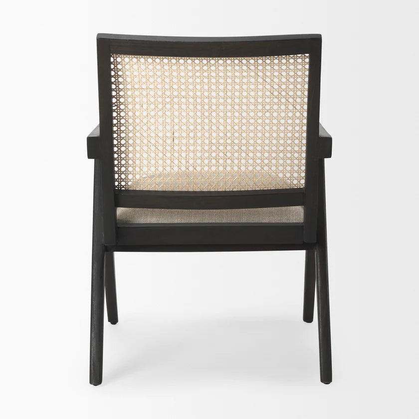 Donna black wood cane-back accent chair by Hygge Design House