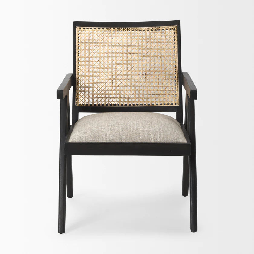 Donna black wood cane-back accent chair by Hygge Design House