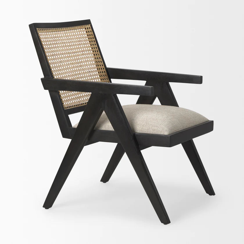 Donna black wood cane-back accent chair by Hygge Design House