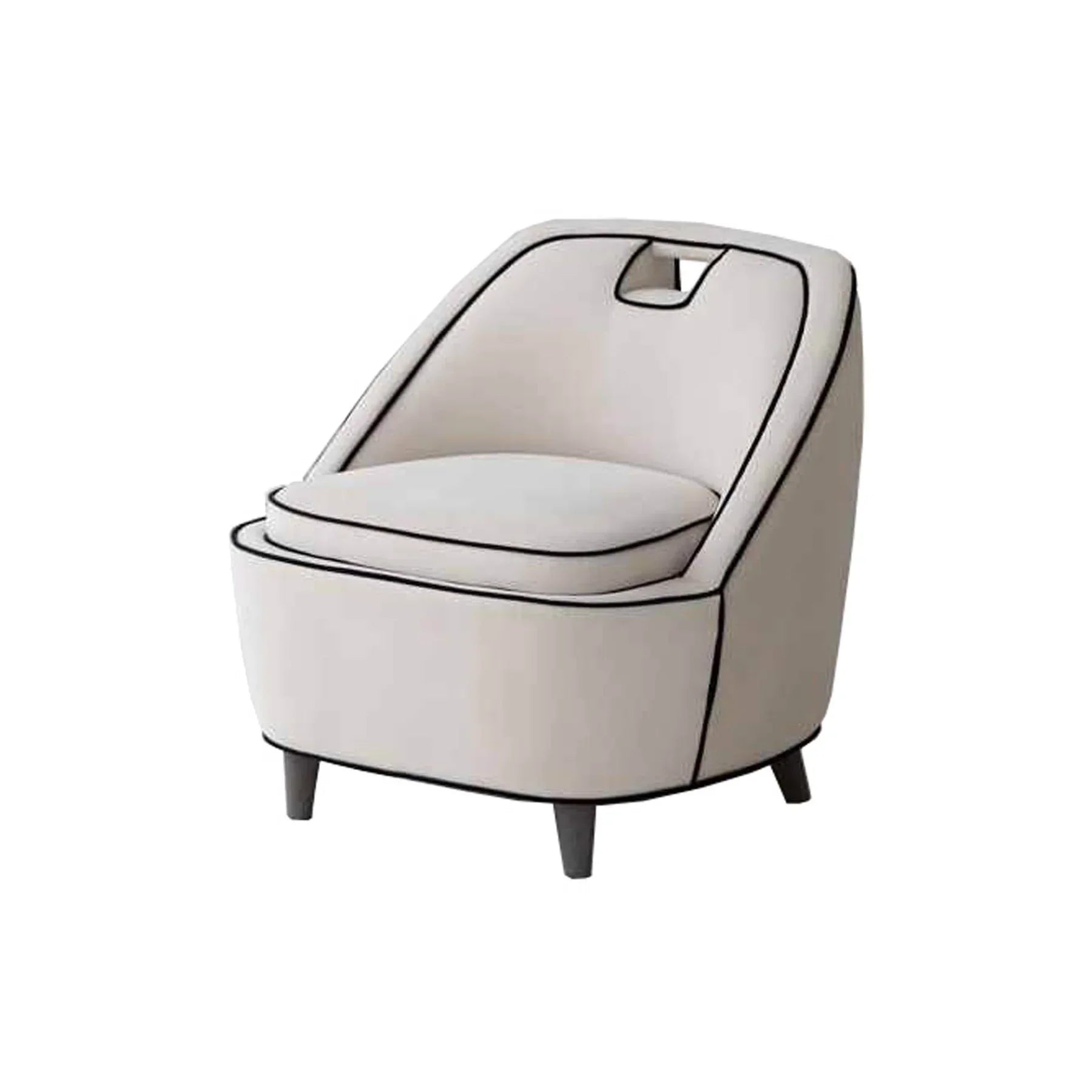 Three-quarter view of the cream Ebony chair highlighting its organic curved shape