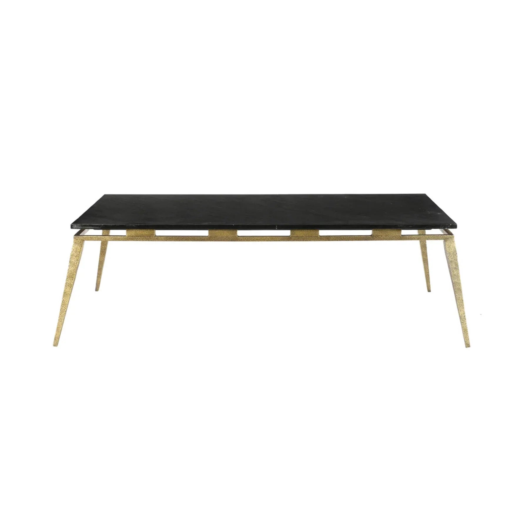 Front view of the Eclipse coffee table featuring a circular white marble top with natural grey veining and a slim black metal frame