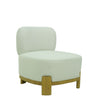 Elevated angled view focusing on the rounded silhouette and sturdy wooden legs