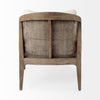 Emil accent chair with cane back and light brown wood frame rear view