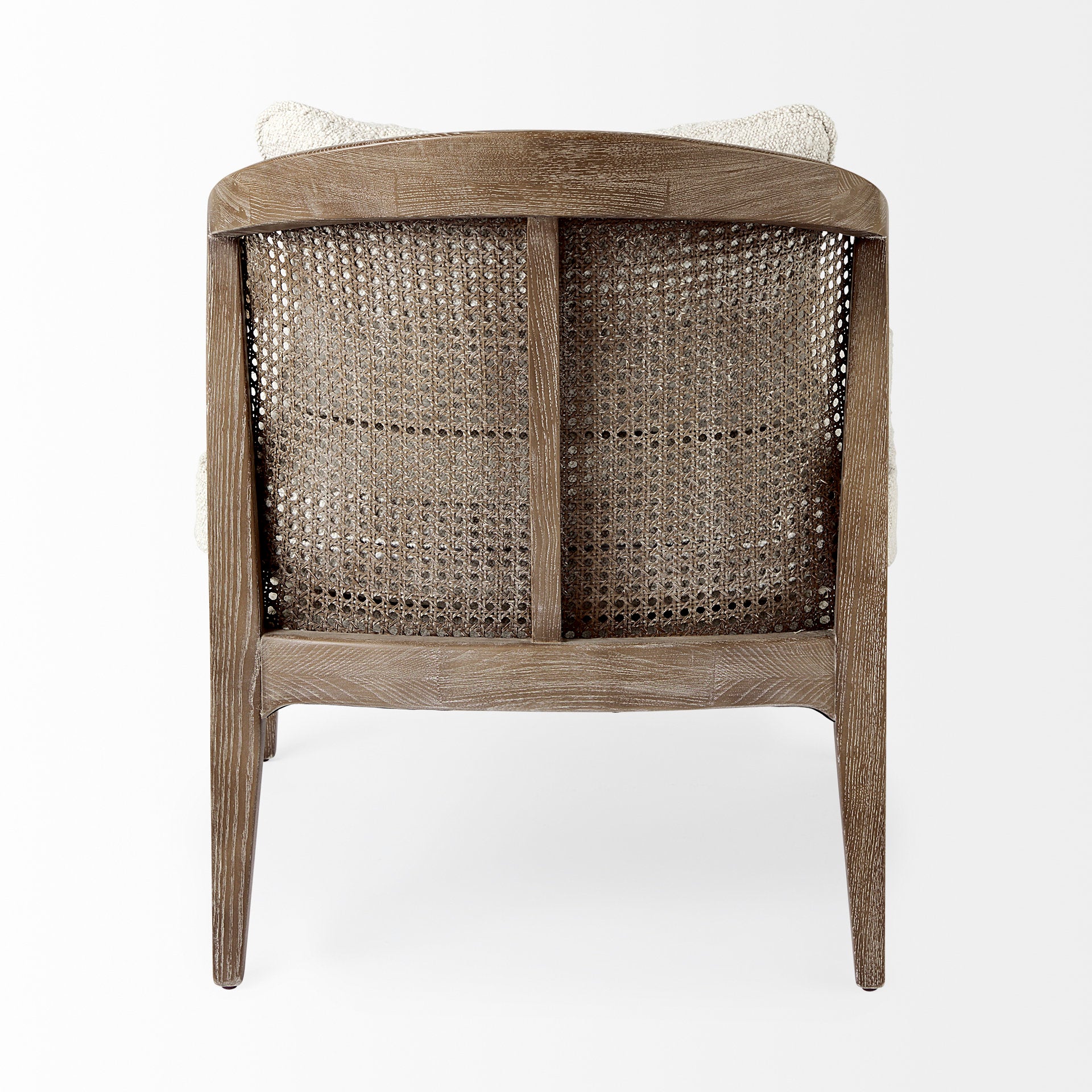 Emil Light Brown Wood W/ Cream Fabric Seat and Cane Back Accent Chair