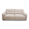 Front view of Emily power slide chaise sofa in cream fabric