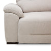 Close-up of the wide padded armrest on Emily power sofa