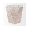 Modern wood end table with faceted geometric design