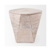 Reclaimed wood side table with tapered geometric base