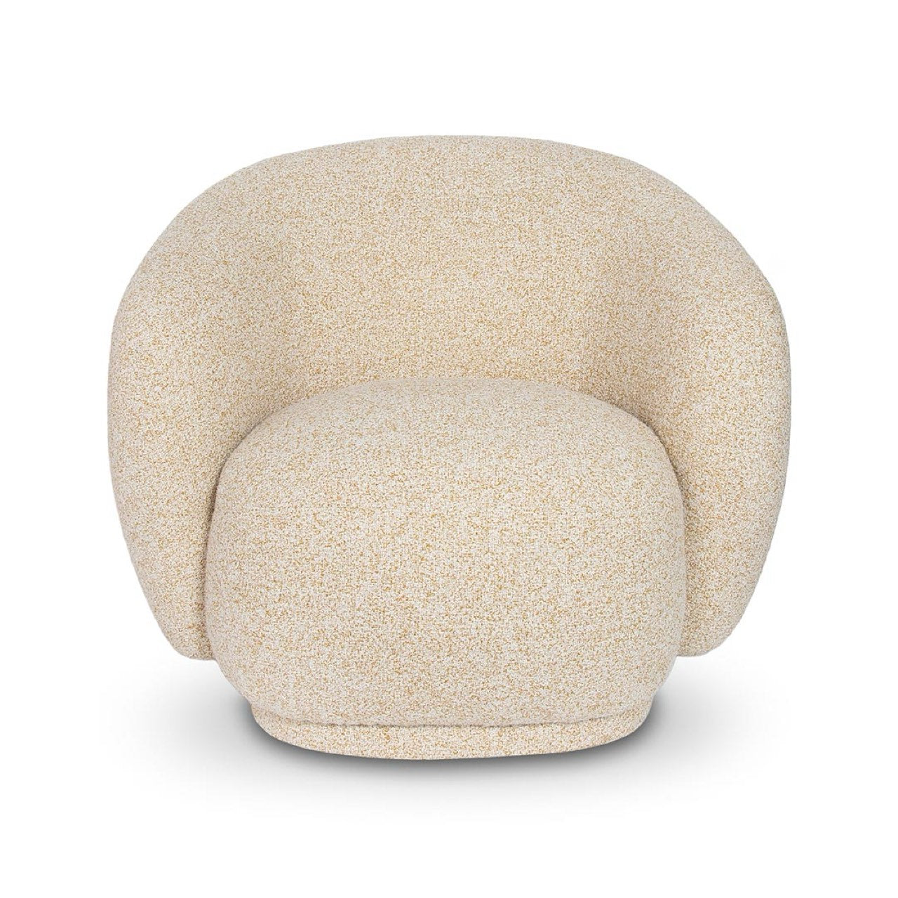 chair-honeycomb-boucle	Front view of the Estelle Accent Chair featuring cream honeycomb bouclé fabric and a sculptural pebble-shaped silhouette.