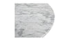 Macro detail shot focusing on the smooth polished finish and grey crystalline structure of the marble top