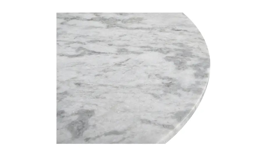 Macro detail shot focusing on the smooth polished finish and grey crystalline structure of the marble top