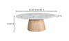 Technical view with dimension lines showing the 42-inch diameter and 15-inch height of the Evelyn coffee table
