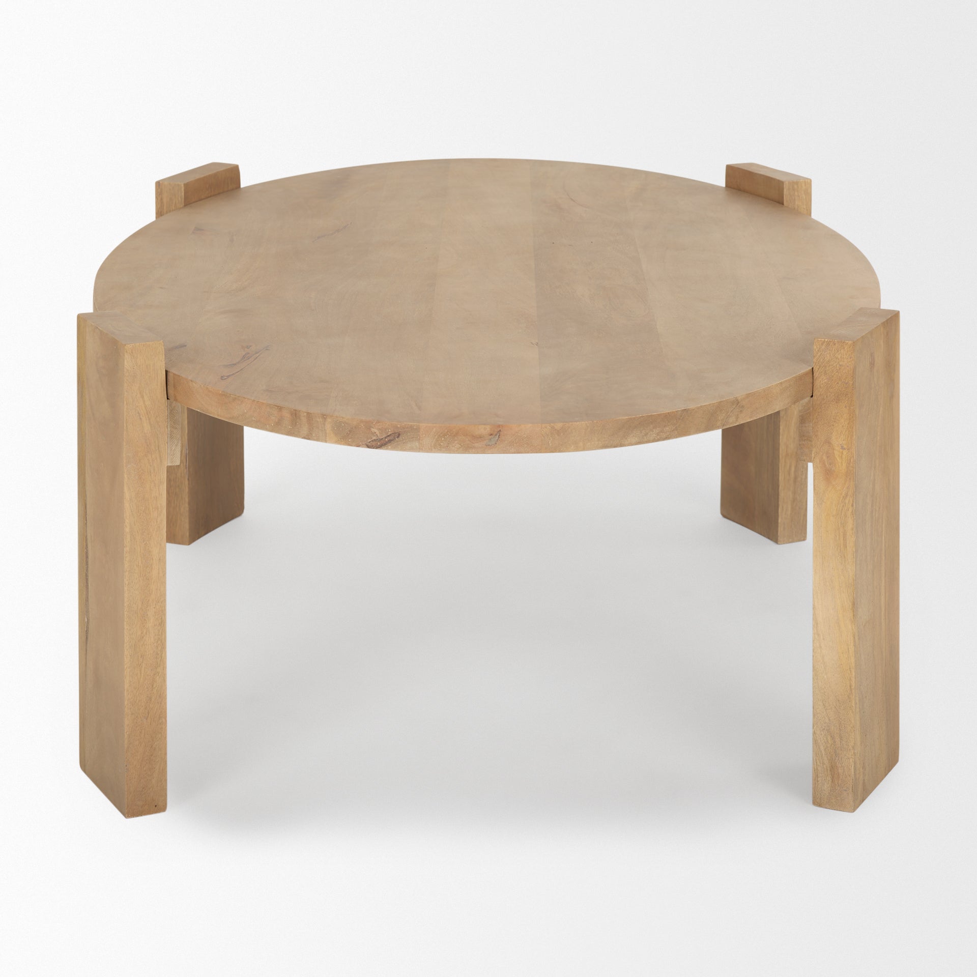 Alternative angled shot showcasing the clean lines and warm natural wood tones of the Evelyn table